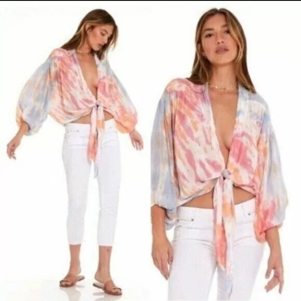 YOUNG FABULOUS BROKE Carmen Tie Dye Top Ombre SMALL‎
